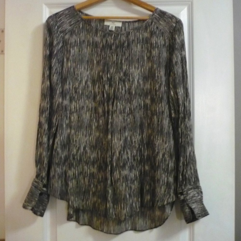 H Halston Luxury Star Shower Pleated Pintuck Tunic Blouse
